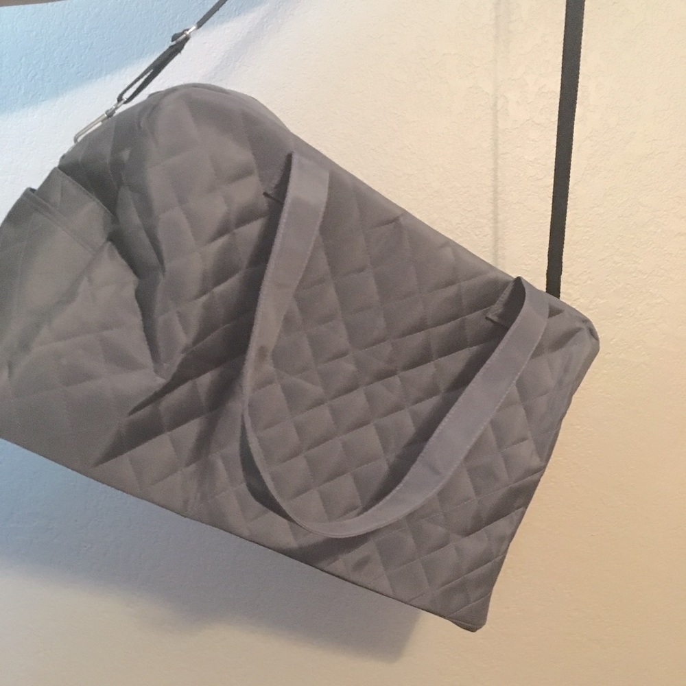 Quilted Gray Weekender Bag